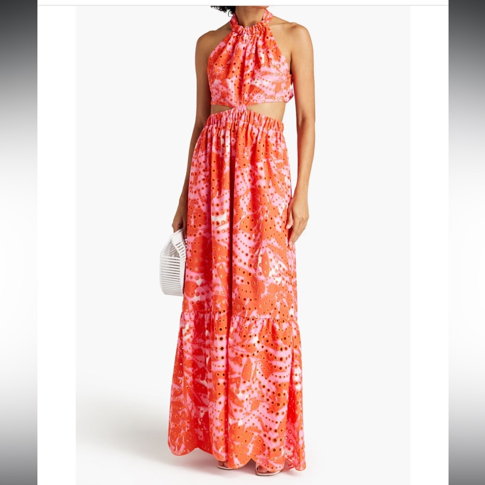 ML Monique Lhuillier cut-out floral print dress